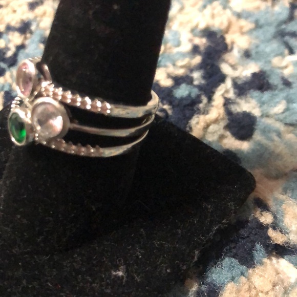 Stackable Purple,White,& Green topaz Rings - Picture 2 of 3